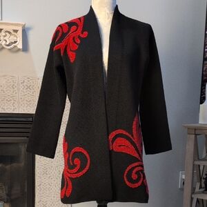 Chico's Red and Black Knit Cardigan